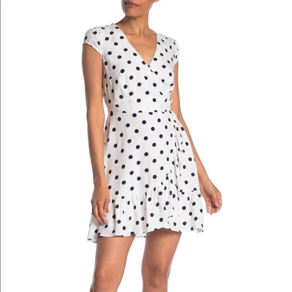J. Crew Dresses & Skirts - J.CREW WHITE POLKA DOT FAUX WRAP DRESS